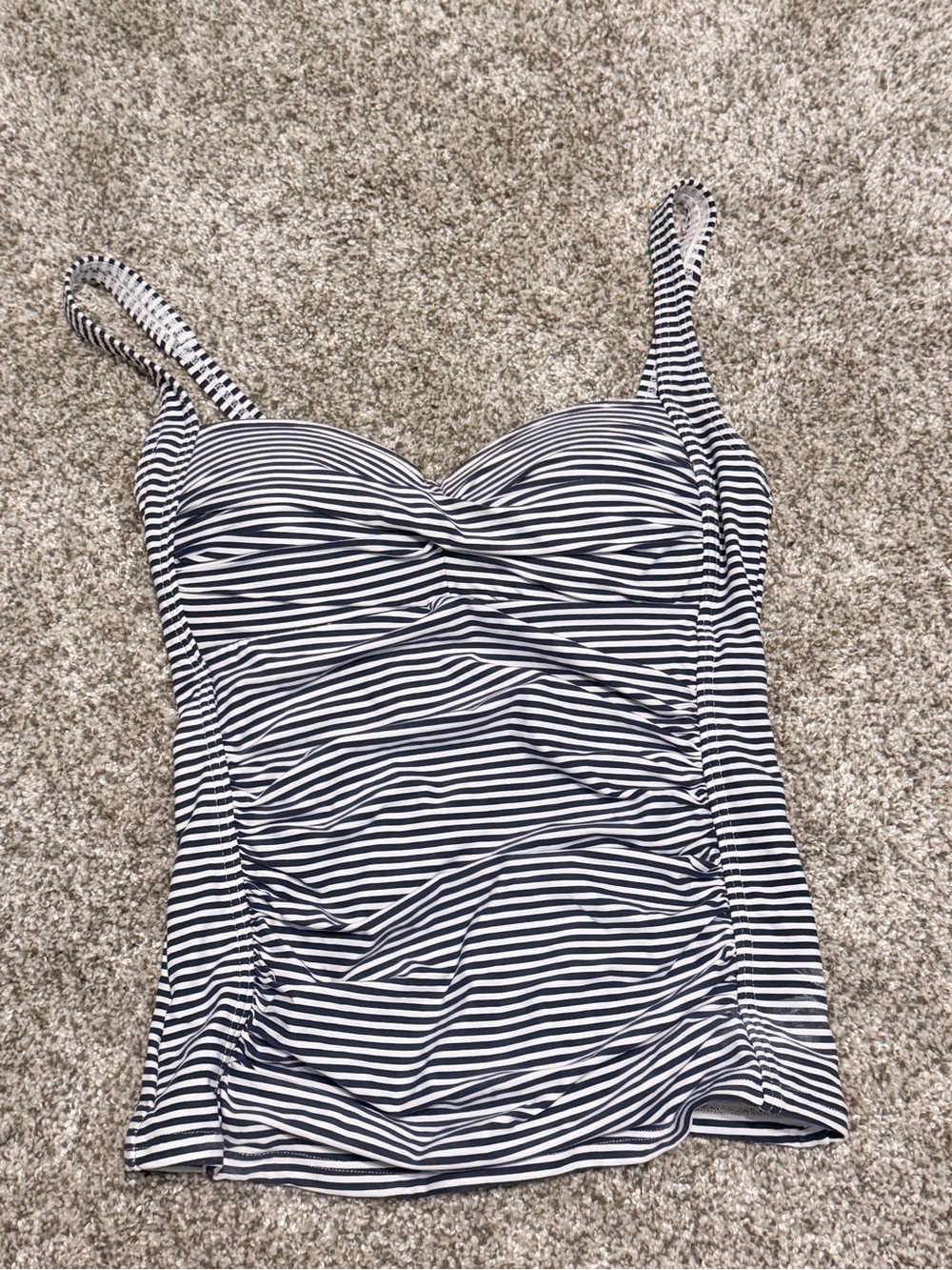 Striped Navy and White Women’s Tankini Top